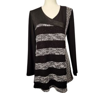 Bali - Grey and Black Long Sleeve Tunic Top with Accent Detail